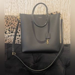 YSL Toy Shopping North/South Tote Bag - Black with Gold Hardware
